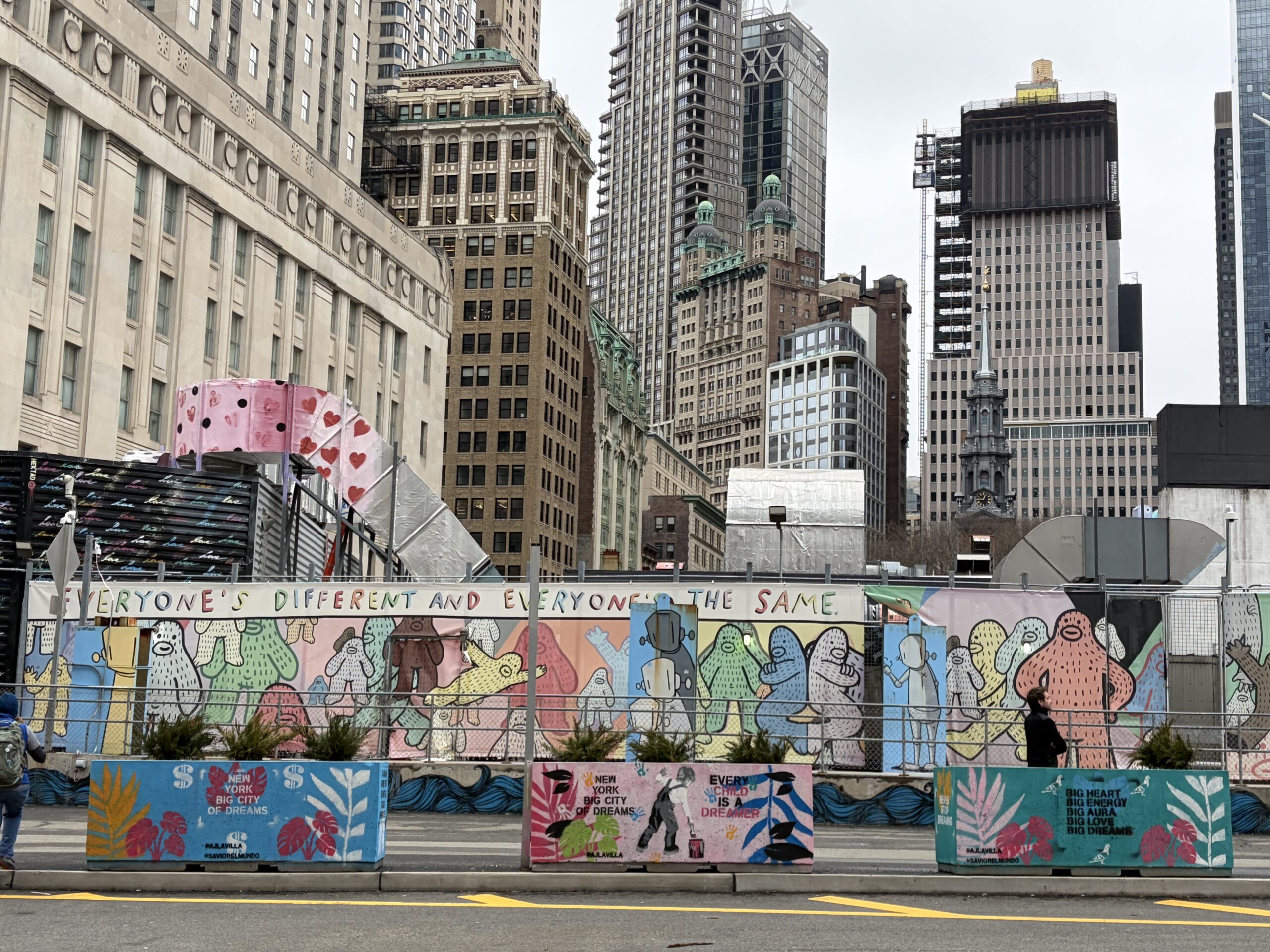 Photo of city art on the side of a building